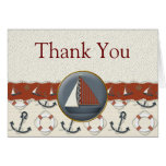 Nautical Red White Blue Sailboat Thank You Cards