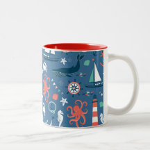 Nautical retro sailor girly pattern with anchors coffee mug