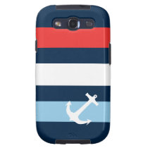Nautical stripes sea anchor navy blue casemate cases