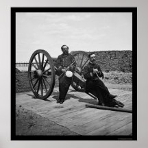 Naval Officers on a Cannon in Charleston, SC 1865 Poster