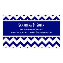 Navy and White Chevron Pattern Business Card