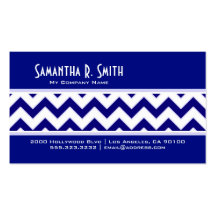 Navy and White Chevron Pattern Business Card