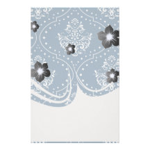 navy and white henna style damask custom stationery