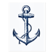 Navy Blue Anchor Postcard
