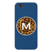 Navy Blue & Leopard Print Monogrammed iPhone case Case For iPhone 5