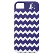 Navy Blue & White Chevron Monogrammed iPhone 5 iPhone 5 Covers