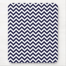 Navy Blue White Chevron Pattern Mouse Pads