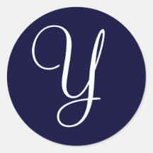 Navy Blue & White Monogram Initial Seals "Y"" Sticker