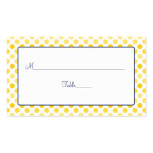 Navy Blue Yellow Polka Dot Wedding Place Cards Business Card Templates