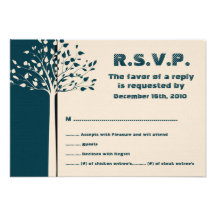 Navy/Creme Tree Wedding RSVP Announcements