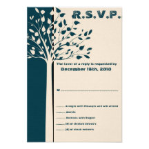 Navy/Creme Tree Wedding RSVP Invites
