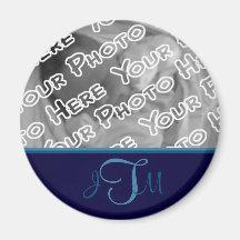 Navy Elegant Monogram Magnet