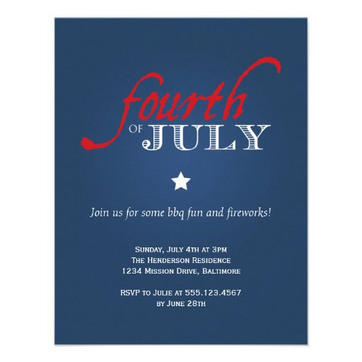 Navy fourth july colonial Independence celebration Personalised Announcements