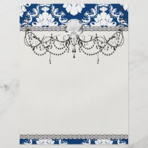 navy hearts blue white damask custom flyer