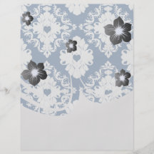 navy hearts blue white damask personalised flyer