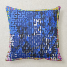 Navy Maze Throw Pillow