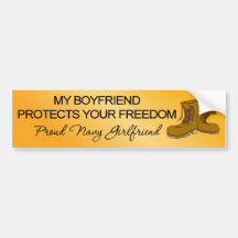 (Navy) My Boyfriend Protects Your Freedom Bumper Sticker