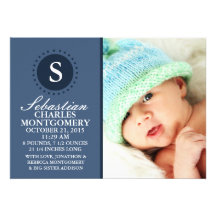 Navy Special Delivery Photo Birth Announcements