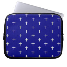 Navy with White Cross Polka Dots Laptop Computer Sleeves