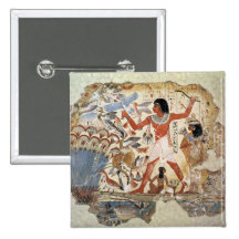 Nebamun hunting in the marshes with his wife pinback buttons