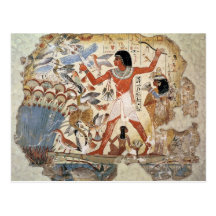 Nebamun hunting in the marshes with his wife postcards