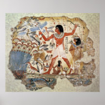 Nebamun hunting in the marshes with his wife print
