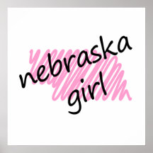 Nebraska Girl with Scribbled Nebraska Map Print