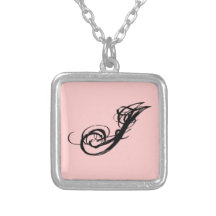 necklace, pendent, J stave