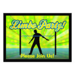 Neon/Black Silhouette Limbo Party Invitations