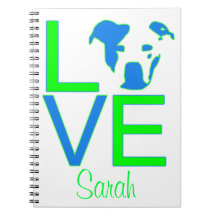 Neon Blue & Green Pit Bull Love Notebook