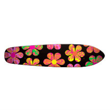Neon Damask Flowers Skateboard Deck