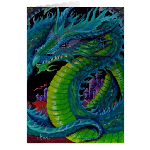 NEON DRAGON II by Lori Karels Greeting Cards