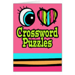 Neon Eye Heart I Love Crossword Puzzles Card