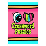 Neon Eye Heart I Love Crossword Puzzles Personalised Announcements