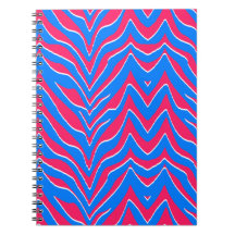 Neon Pink and Blue Zebra Stripes Notebooks