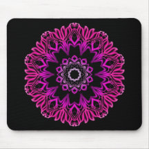 Neon Pink Space Flower Mouse Pad