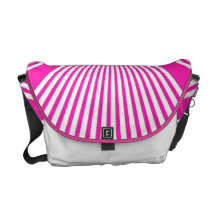 Neon Pink Stripes Messenger Bags