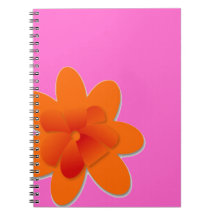 Neon Pink with Orange Flower Note Book