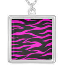 Neon Pink Zebra Necklace