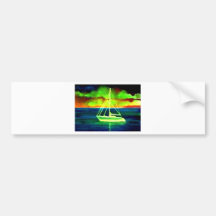 Neon Sailboat Dusk Thirty Ocean Sailing Gifts Bumper Stickers
