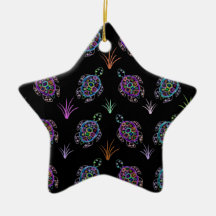 Neon Turtle Glow Christmas Ornaments