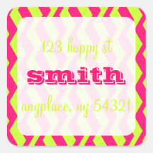 Neon Zebra Zig-Zag Stripes Address Label Sticker