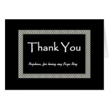 NEPHEW Page Boy Chequerboard Wedding THANK YOU Card