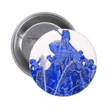 Neptunes Fountain, Alexanderplatz, Berlin, Blue(1) Pinback Button