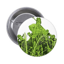 Neptunes Fountain, Alexanderplatz, Berlin,Green(1) Button