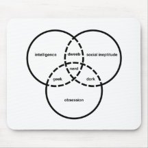 nerd venn diagram geek dweeb dork mouse mat