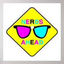 nerd zone nerds ahead CMYK geek Print