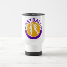 Netball player shooting blocking the shot coffee mug