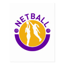 Netball player shooting blocking the shot post card