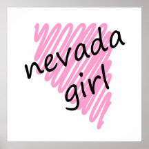 Nevada Girl with Scribbled Nevada Map Posters